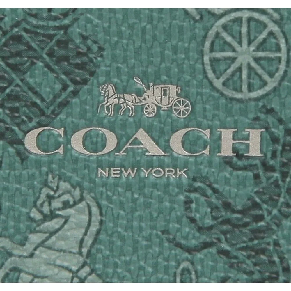 Coach Slim Accordion Zip Wallet With Horse And Carriage Print NEW